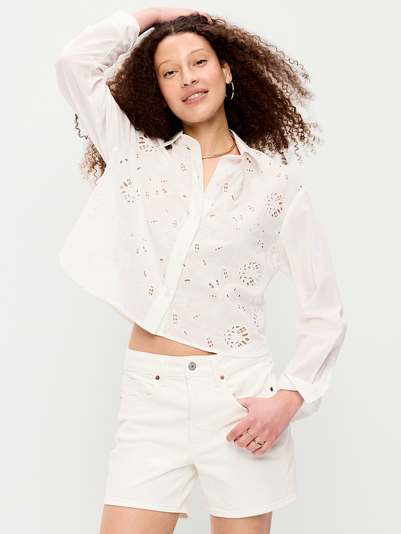 Chemisier court à broderie anglaise