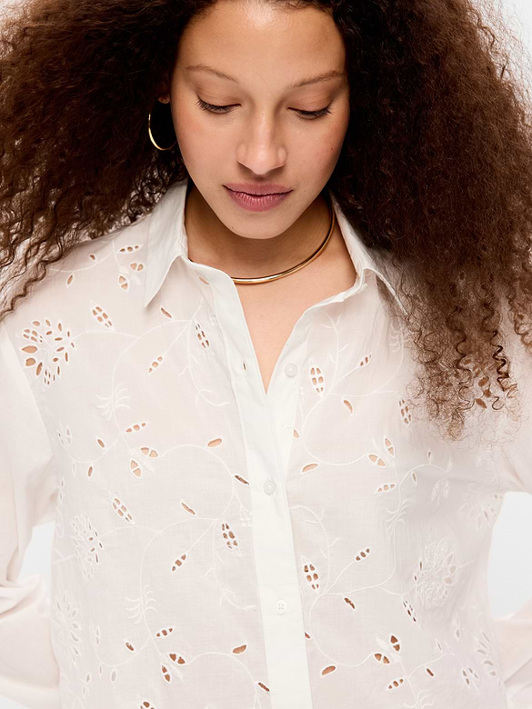 Chemisier court à broderie anglaise