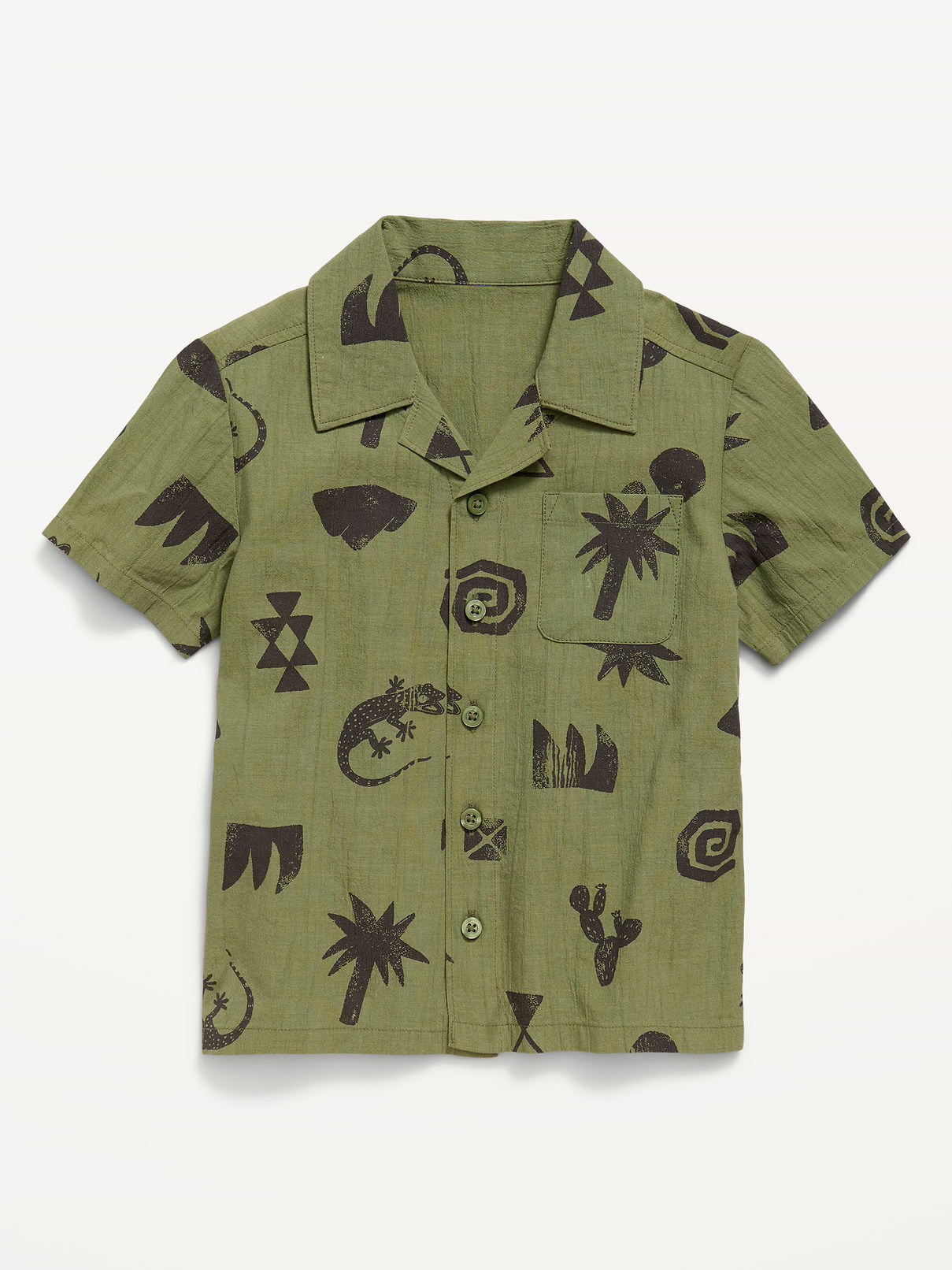 L'image numéro 1 présente Chemise en tissu froissé à motif à poche et à manches courtes pour tout-petit