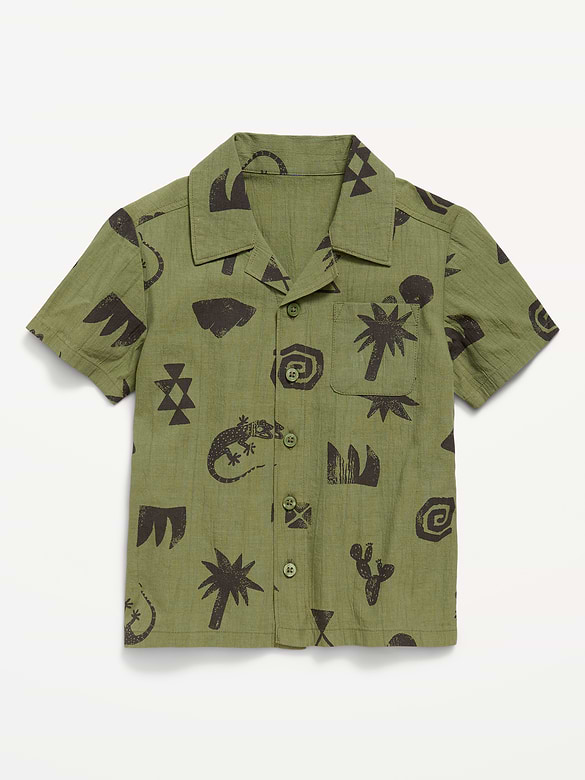 Chemise en tissu froissé à motif à poche et à manches courtes pour tout-petit