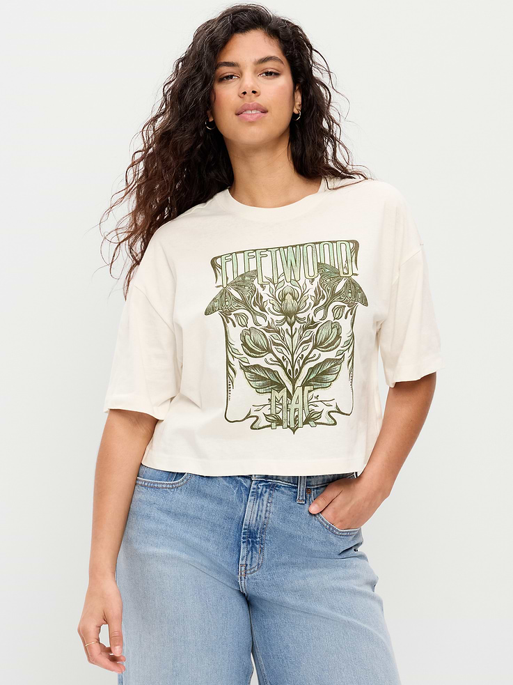 Image number 6 showing, Fleetwood Mac™ Crew-Neck Oversized Crop T-Shirt