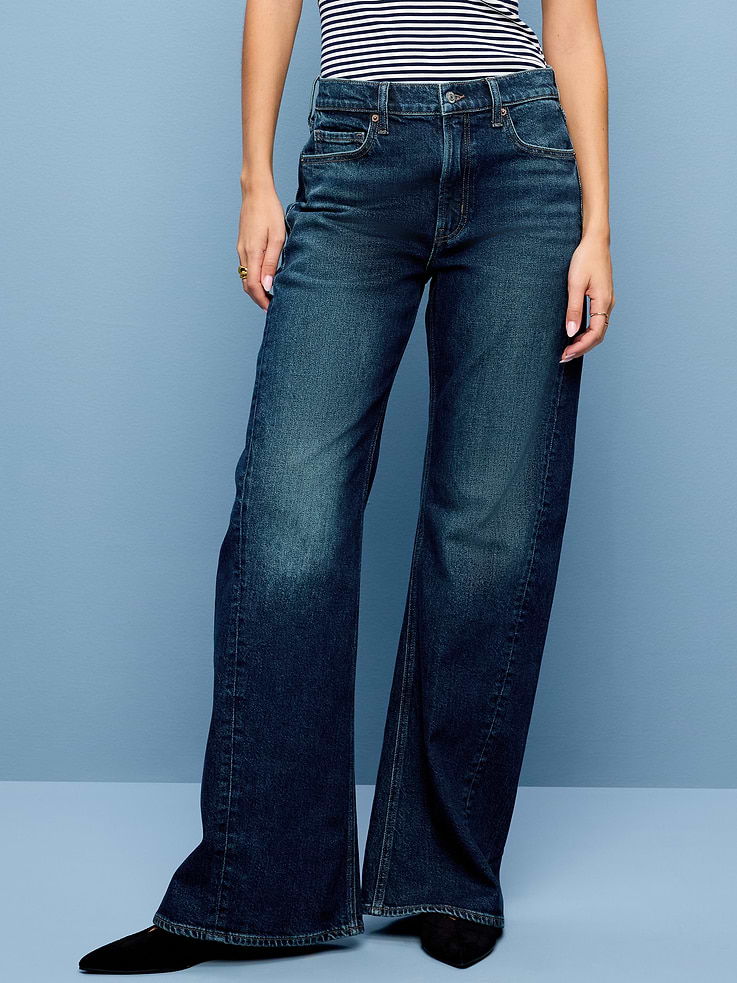 L'image numéro 2 présente Jean évasé à coutures torsadées et à taille mi-basse