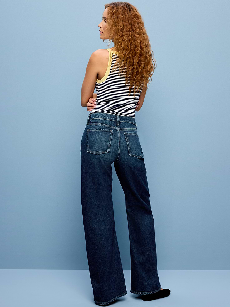 L'image numéro 3 présente Jean évasé à coutures torsadées et à taille mi-basse
