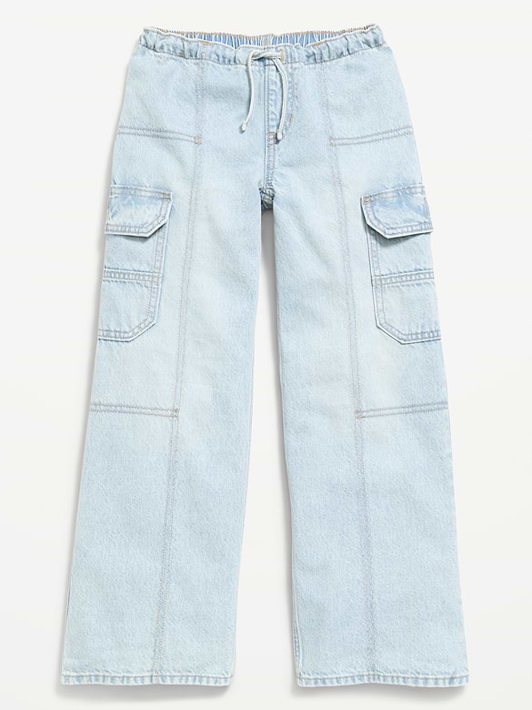 Cargo coupe très généreuse à jambe large à taille basse extensible pour fille