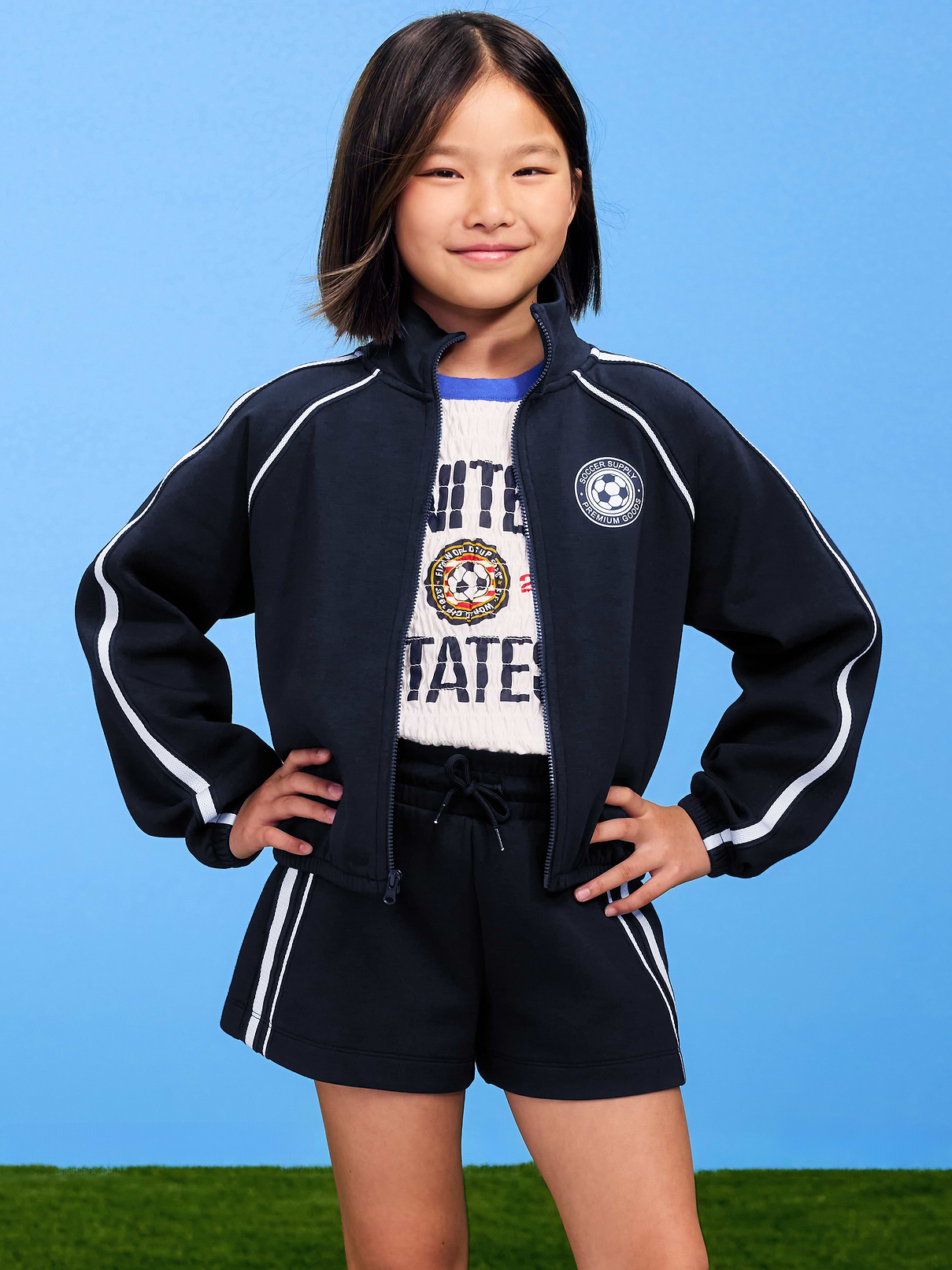 Image number 1 showing, High-Waisted USA Shorts for Girls