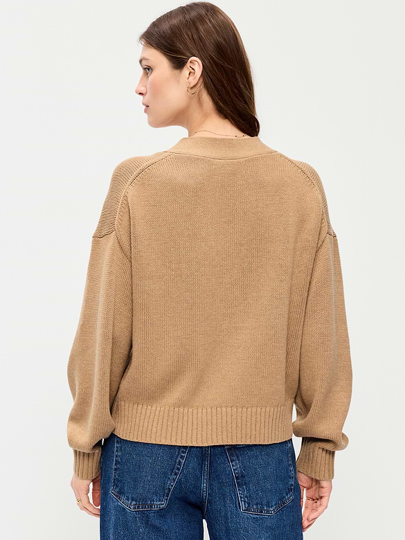 Relaxed V-Neck Cardigan Sweater
