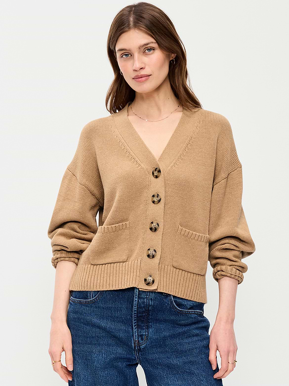 Relaxed V-Neck Cardigan Sweater
