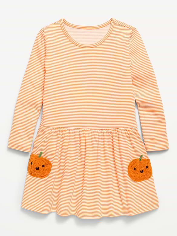 Printed Long-Sleeve Drop-Waist Dress for Toddler Girls