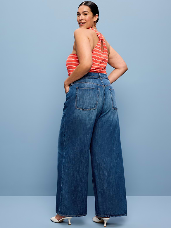 High-Waisted Drapey Wide-Leg Jeans