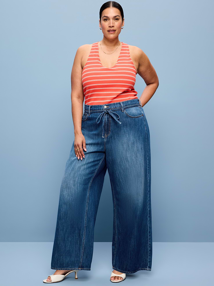 L'image numéro 9 présente Jean fluide à jambe large et taille haute