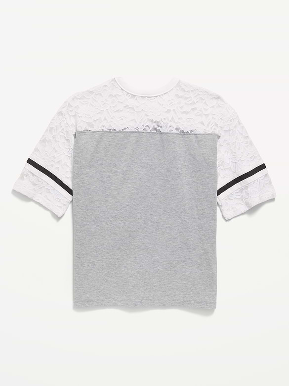 Oversized Lace Football-Style T-Shirt for Girls