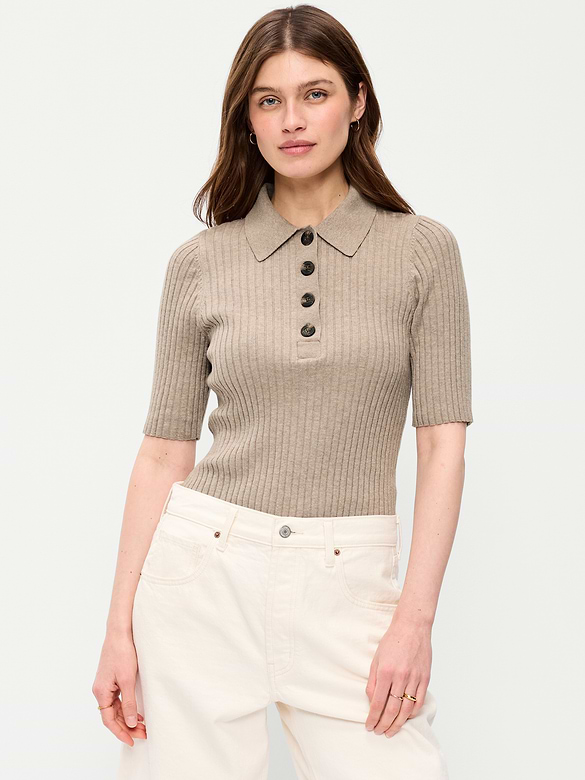 Short-Sleeve Ribbed Polo