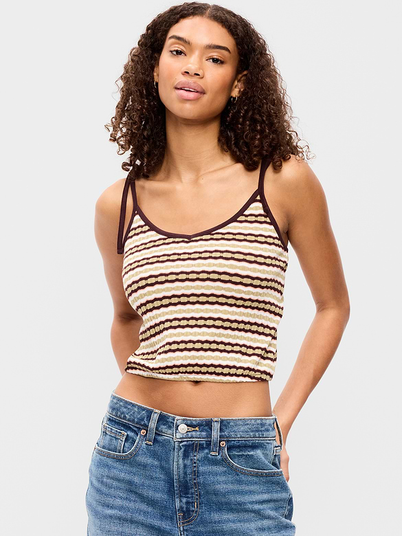 Camisole à bretelles à nouer en tricot pointelle