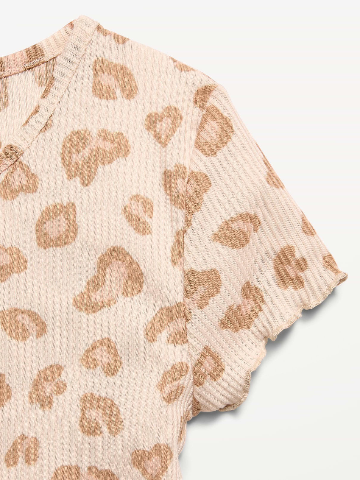 Image number 2 showing, Ribbed Lettuce-Edge Pajama Top and Shorts Set for Girls