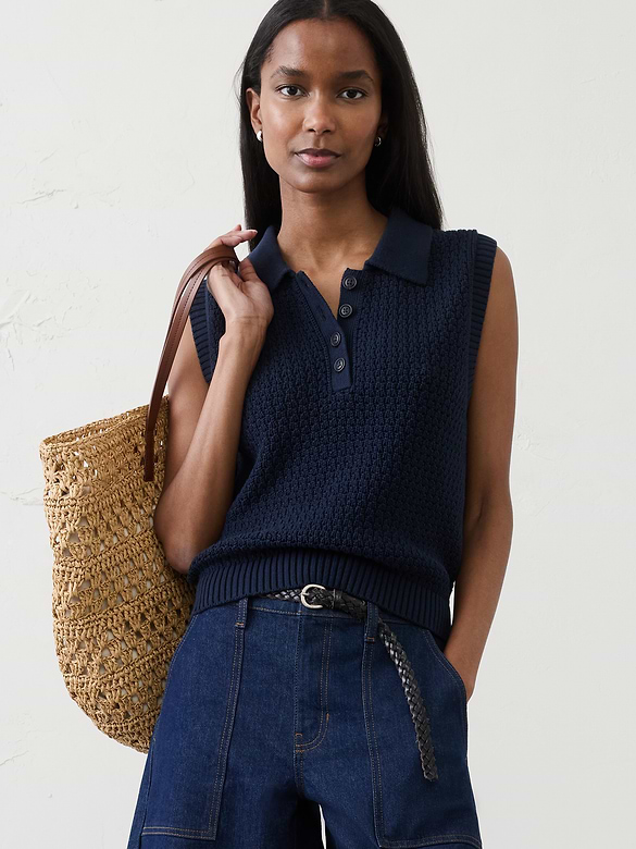 Cotton Crochet Sweater Polo