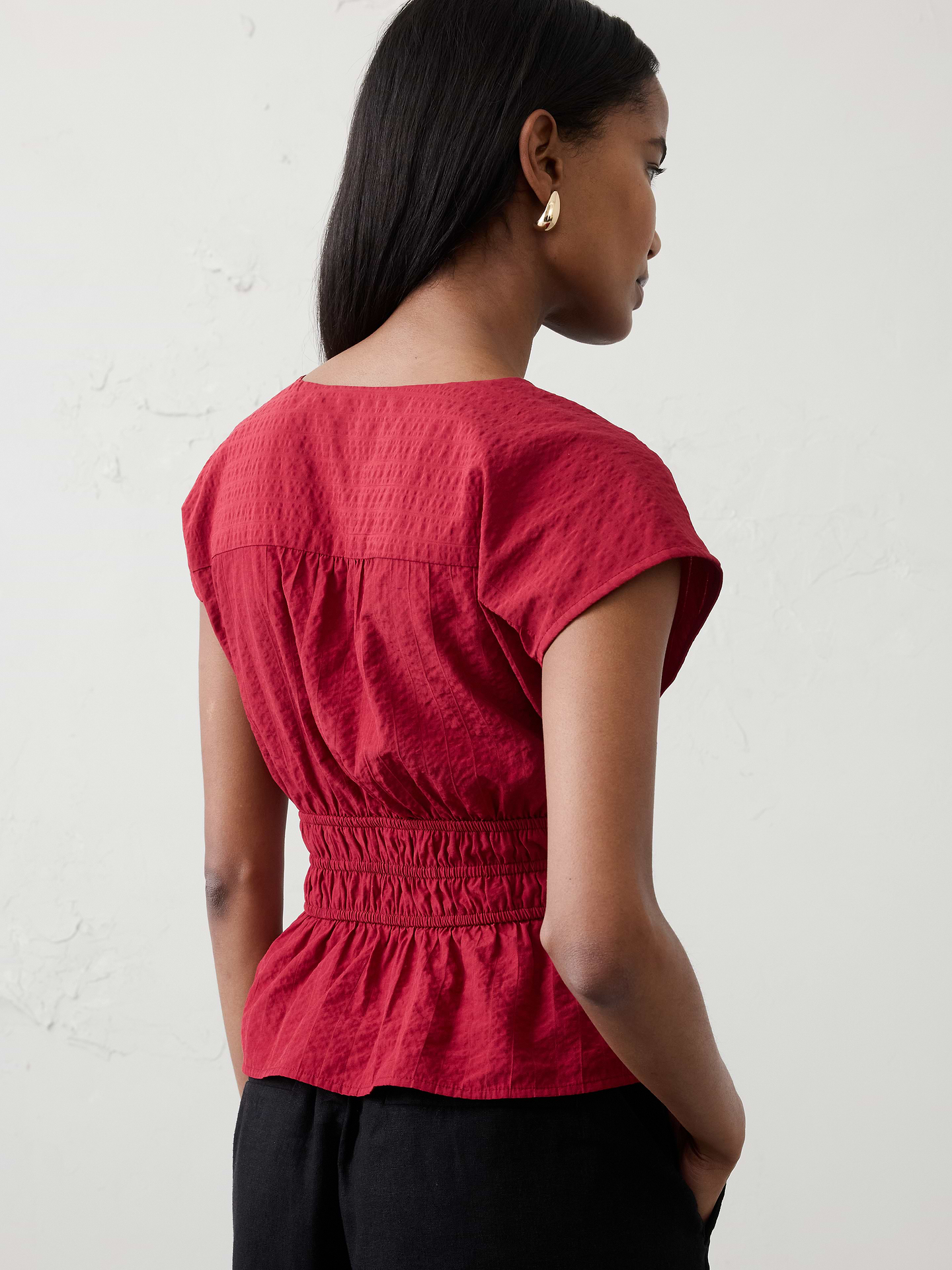 Image number 2 showing, Seersucker Elastic Surplice Top