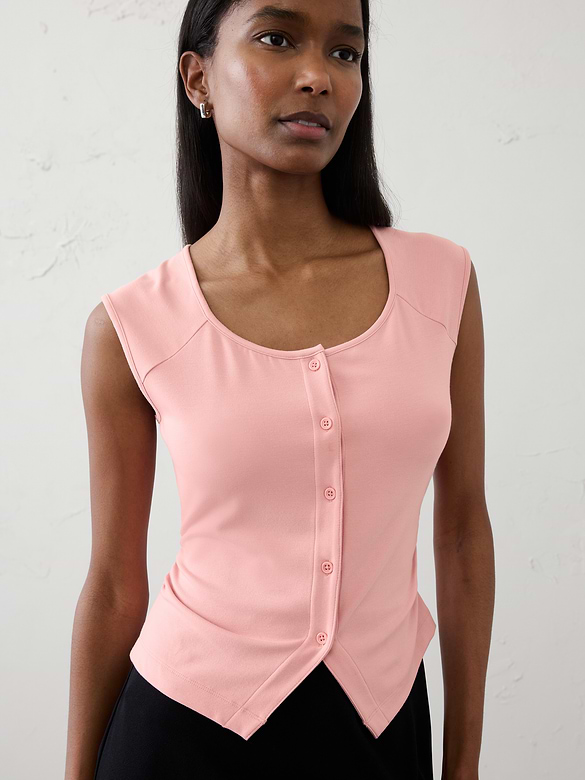 Soft Knit Buttoned Top