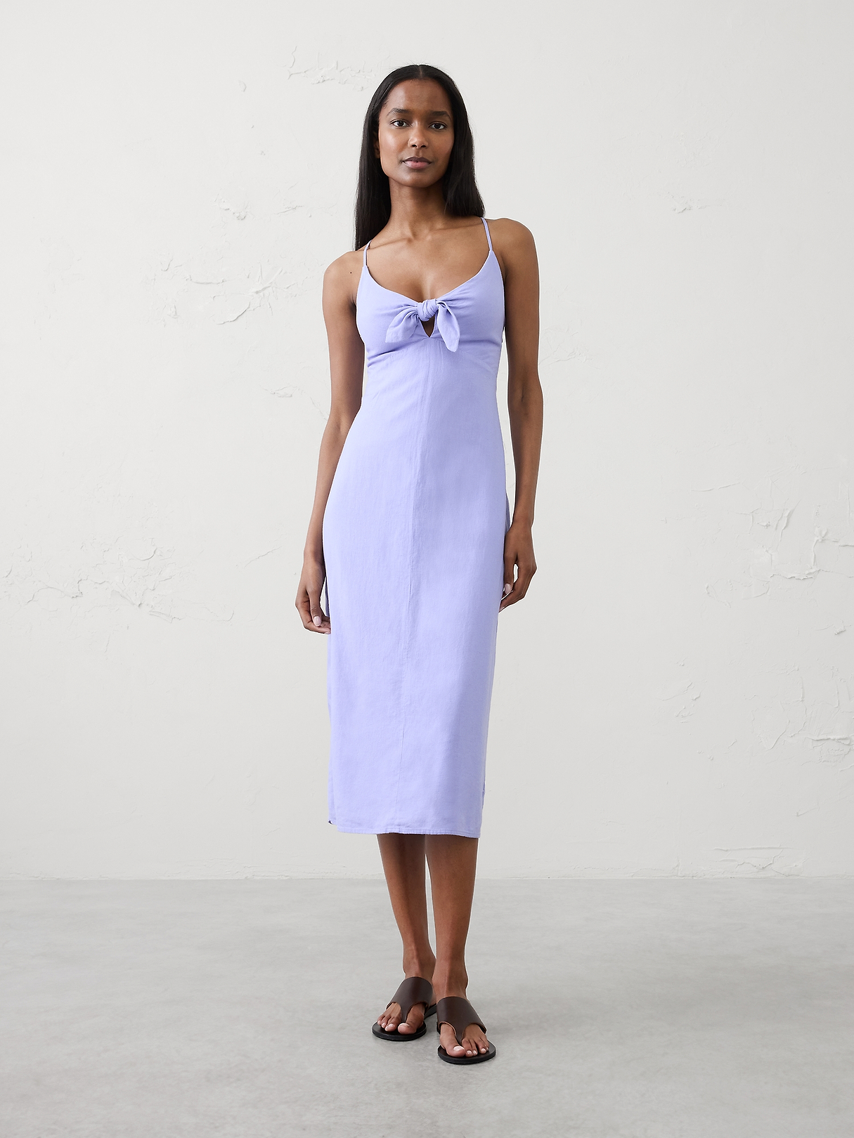 ワンピース Bibiy. FLORENTINA DRESS Linen-Blend Tie-Front Midi Dress | Banana Republic Factory
