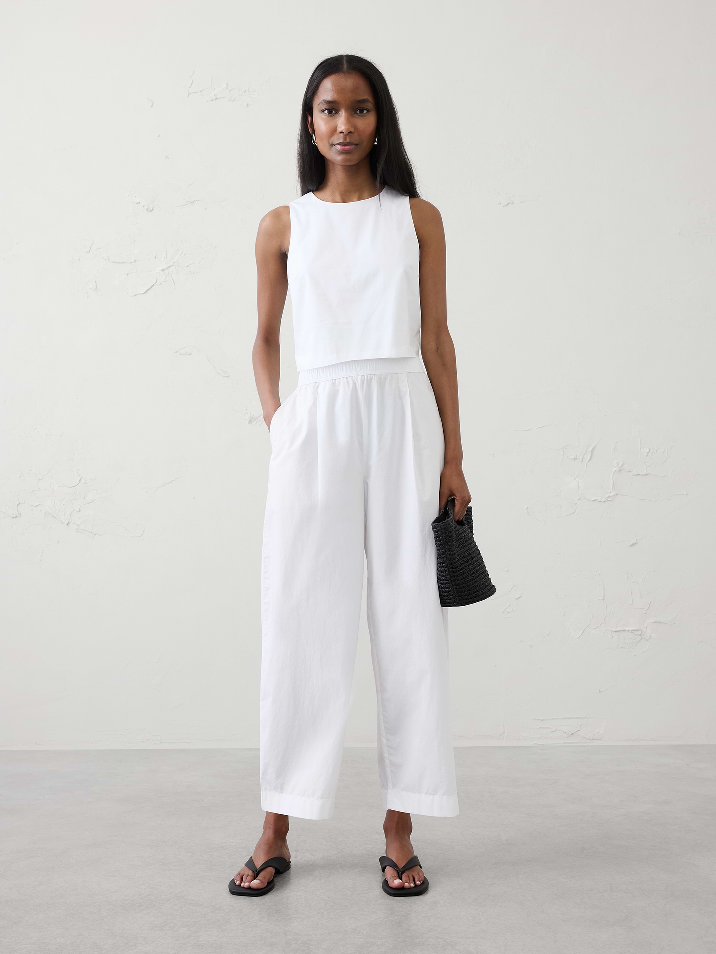 Image number 1 showing, Barrel-Leg High-Rise Pull-On Cropped Pant