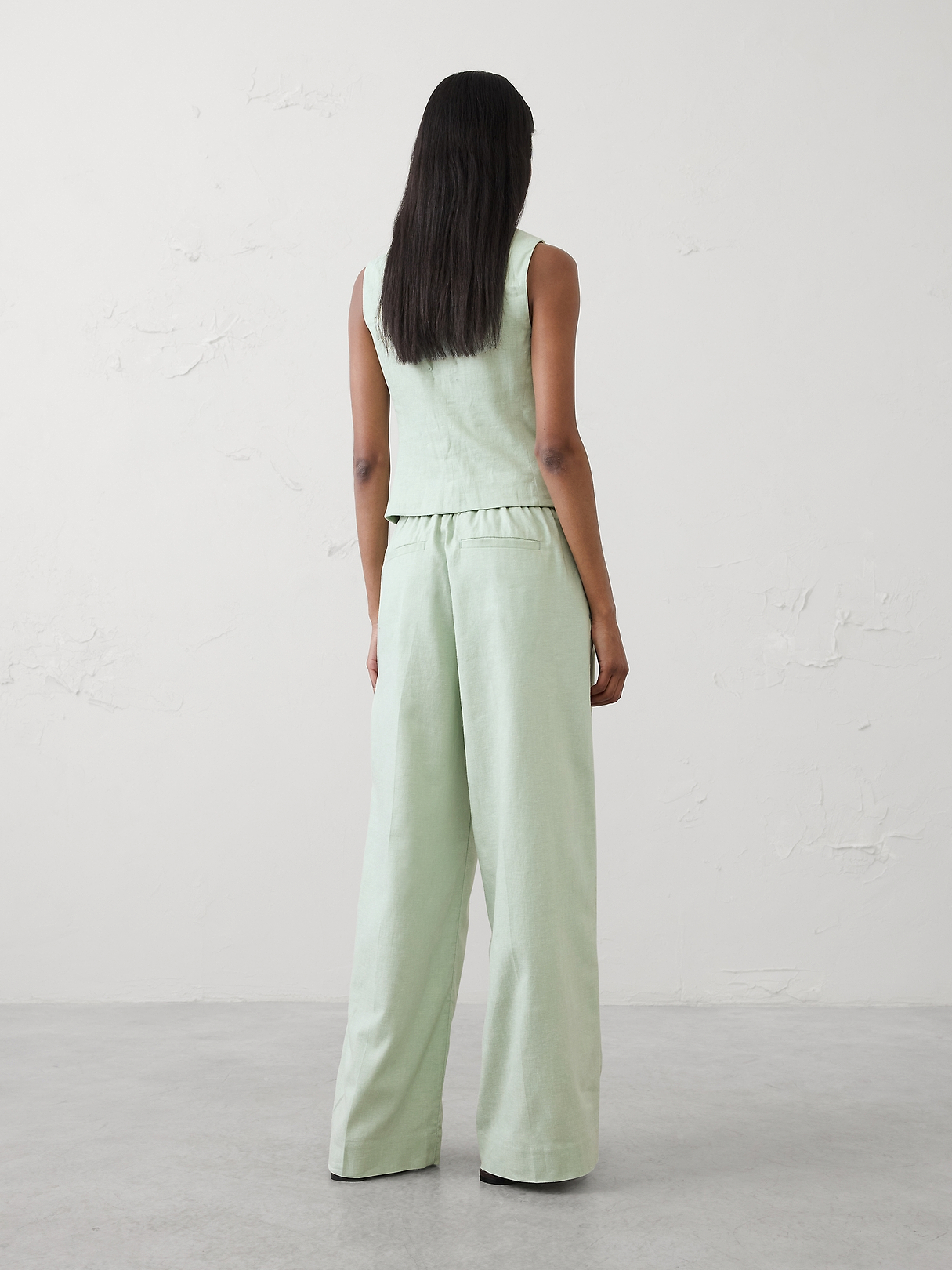Wide-Leg High-Rise Linen-Blend Pant | Banana Republic Factory