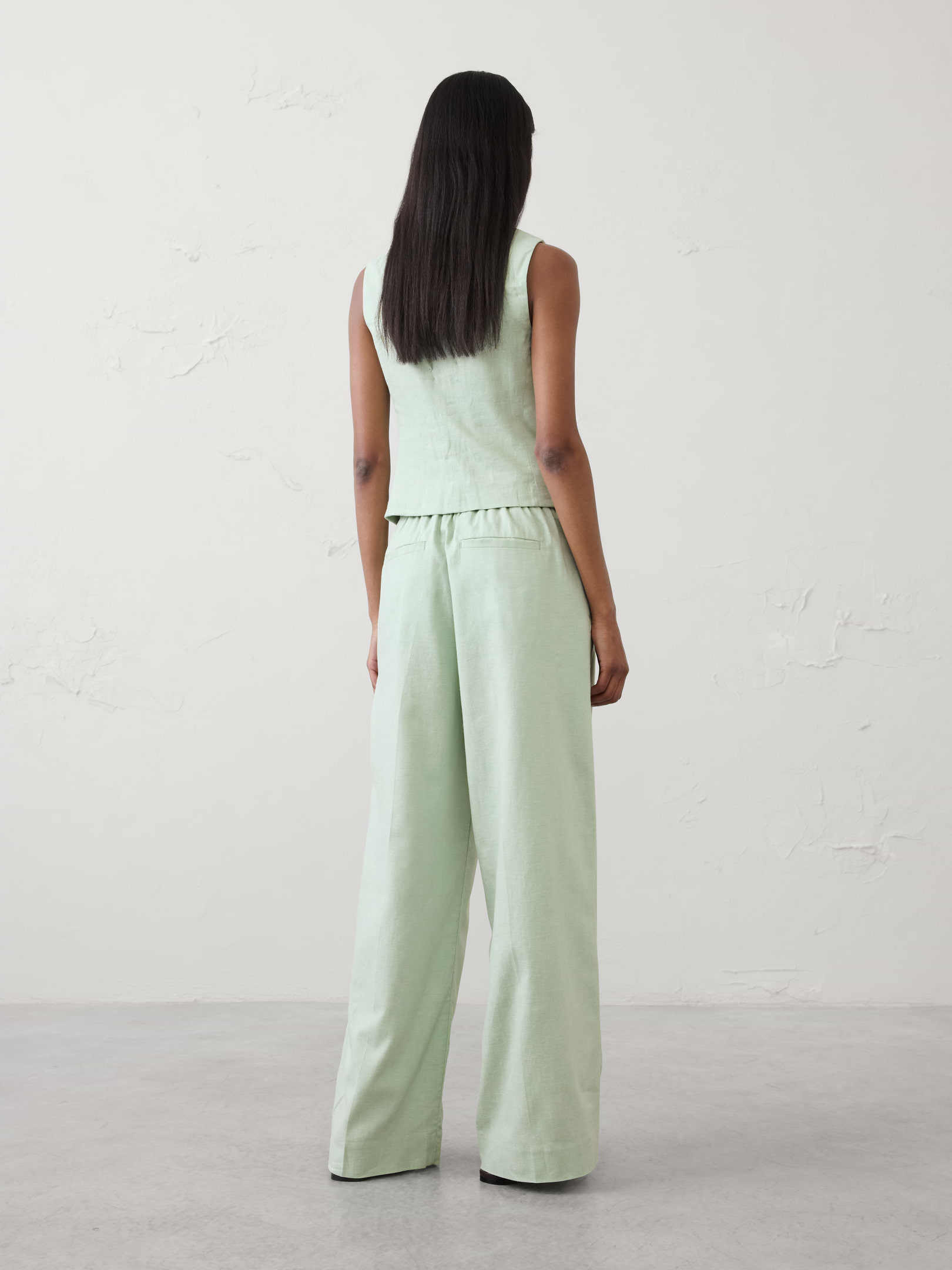 Wide-Leg High-Rise Linen-Blend Pant | Banana Republic Factory
