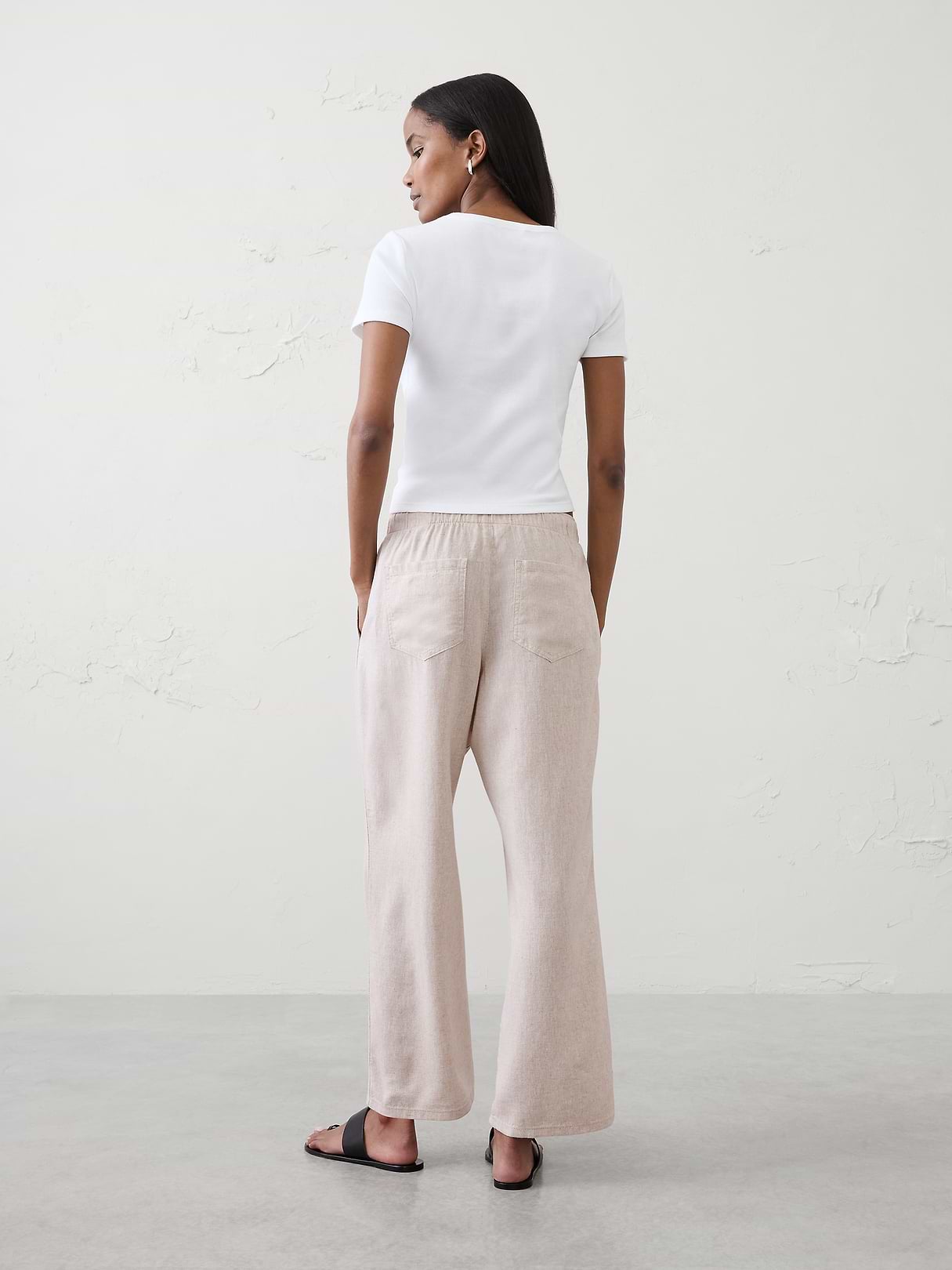 希少 banana republic linen slacks w33 Straight-Leg Mid-Rise Linen-Blend Pant | Banana Republic Factory