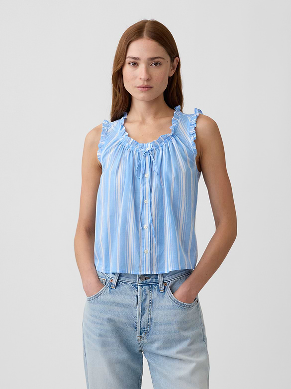 Relaxed Sleeveless Tie-Neck Top