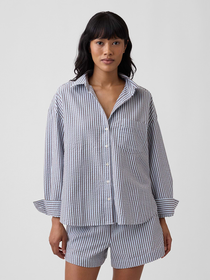 Image number 1 showing, Oversized Shirt in Seersucker