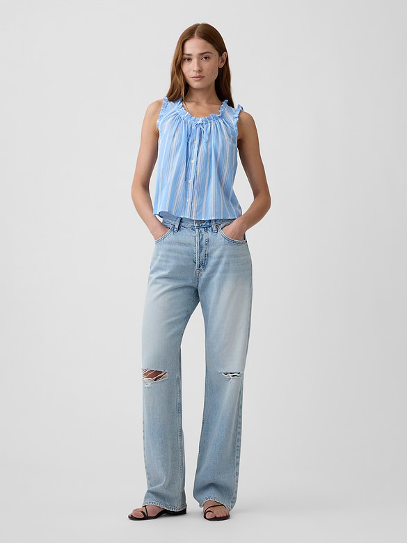 Relaxed Sleeveless Tie-Neck Top