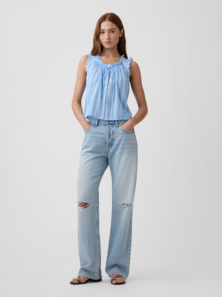 Image number 3 showing, Relaxed Sleeveless Tie-Neck Top