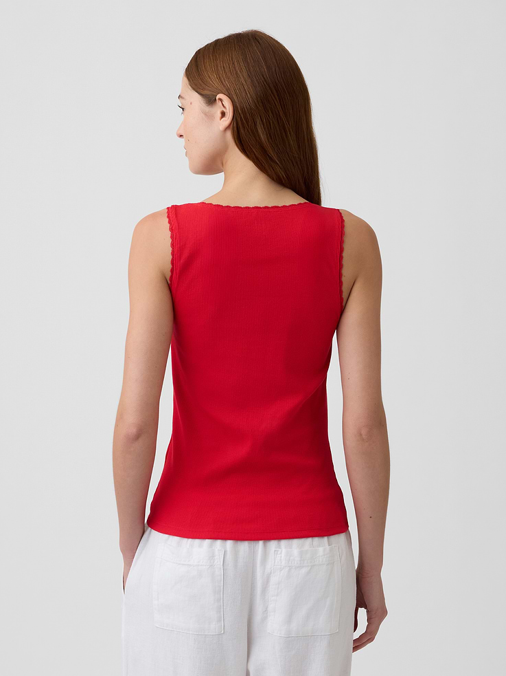 Image number 2 showing, Ribbed Lace-Trim Tank Top