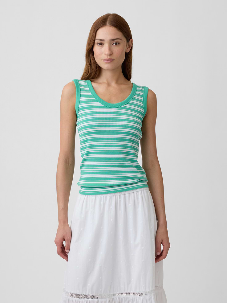 Image 1 of 5, Soft ribbed knit., Tank straps., Scoopneck., Select styles have allover print or stripes., Product #1175576