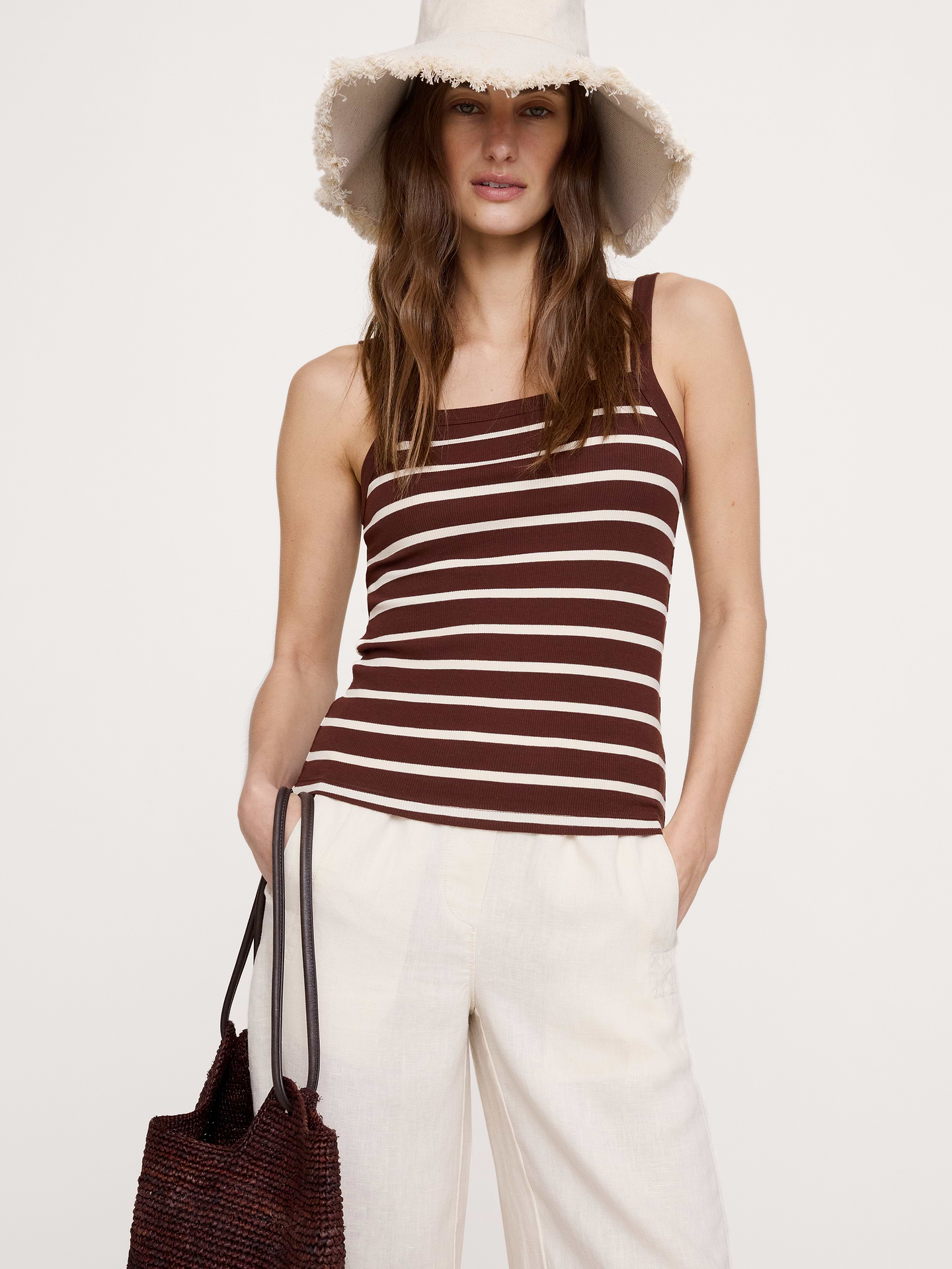 Image number 1 showing, Ribbed Square-Neck Tank