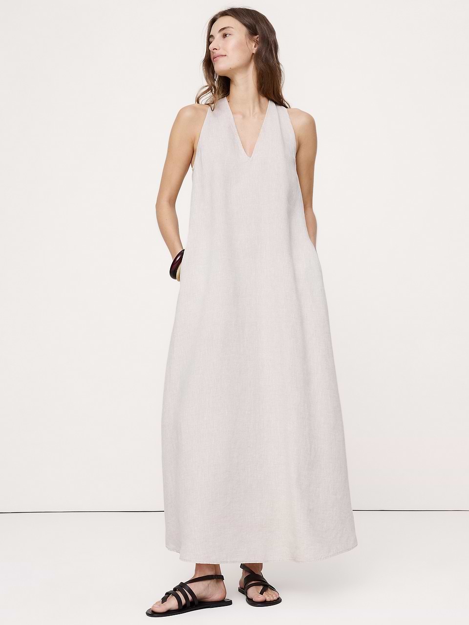 banana republic halter dress Linen Maxi Green dress