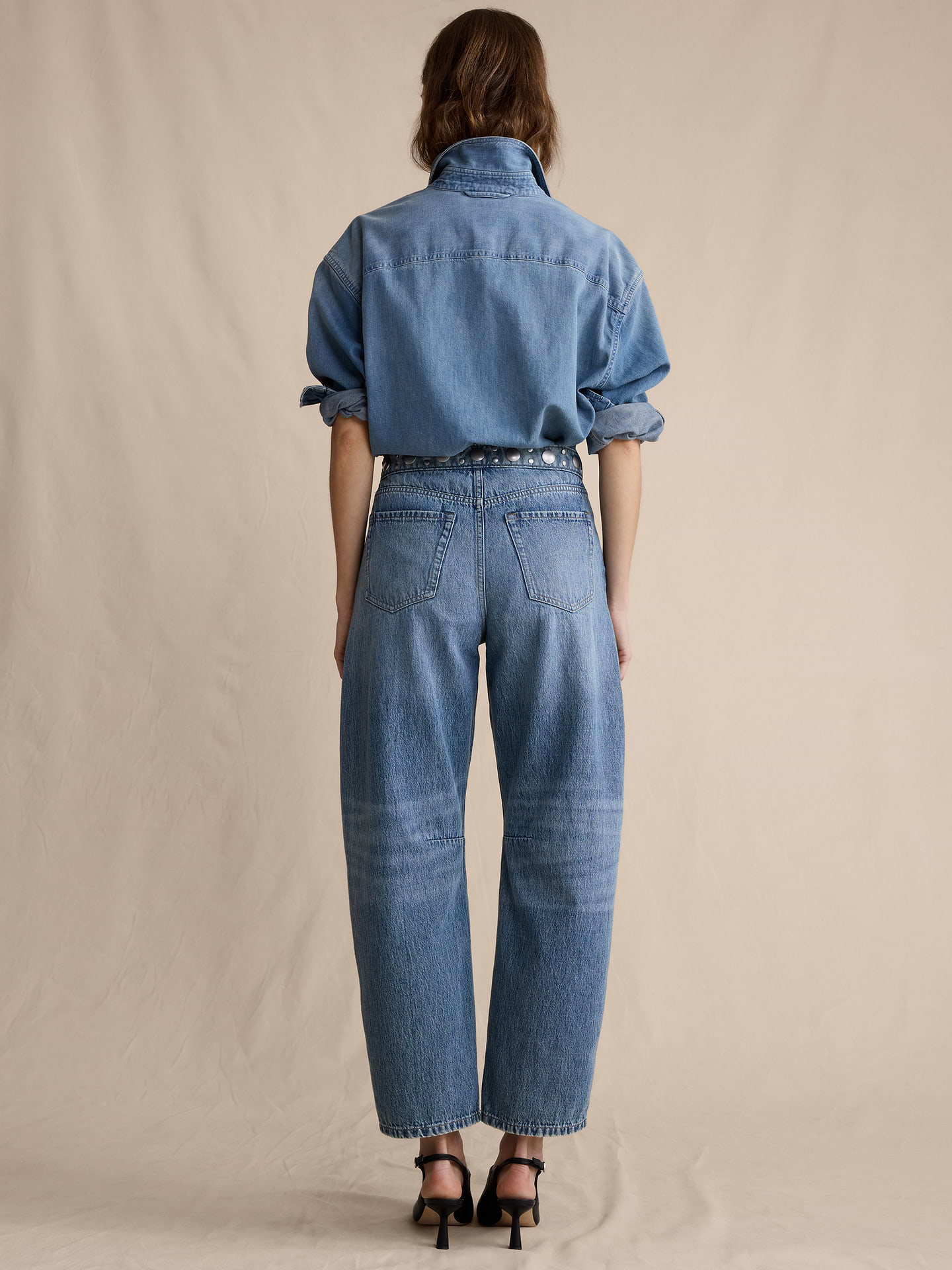 Image number 3 showing, Mid-Rise Barrel Studded Ankle Jean
