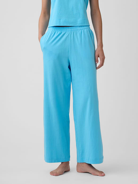 Heavyweight Pull-On Wide-Leg Crop Pants
