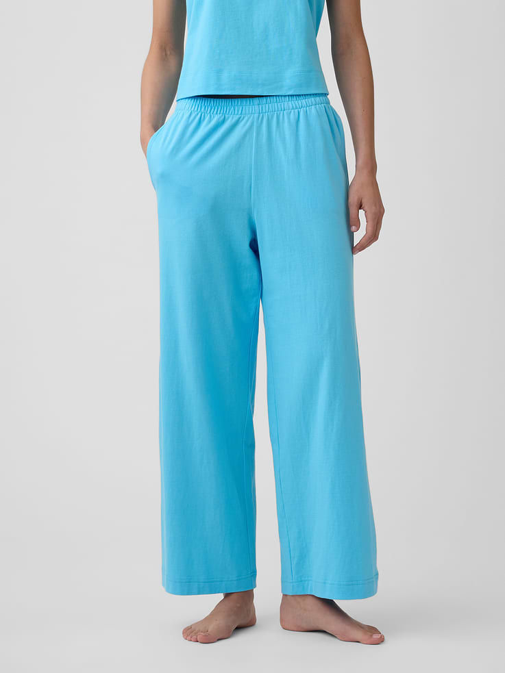 Image number 3 showing, Heavyweight Pull-On Wide-Leg Crop Pants