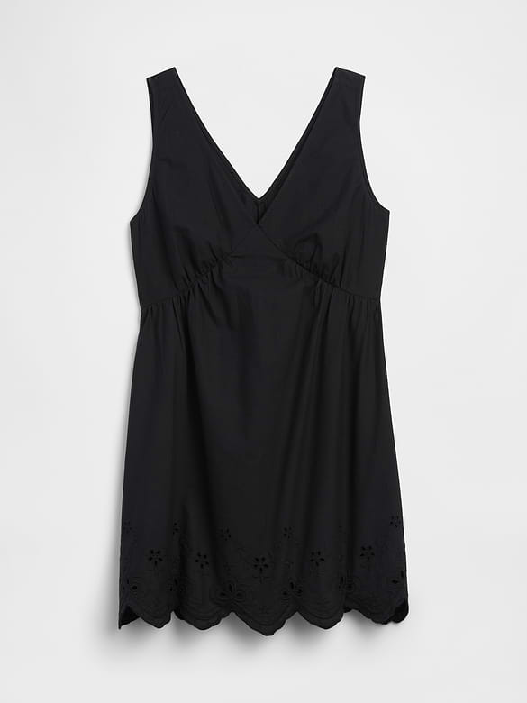 Eyelet V-Neck Mini Dress