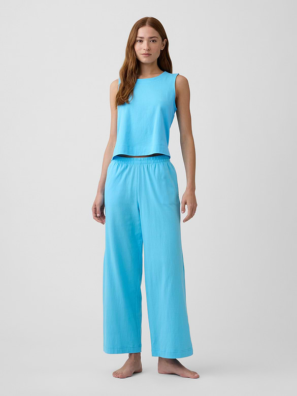 Heavyweight Pull-On Wide-Leg Crop Pants