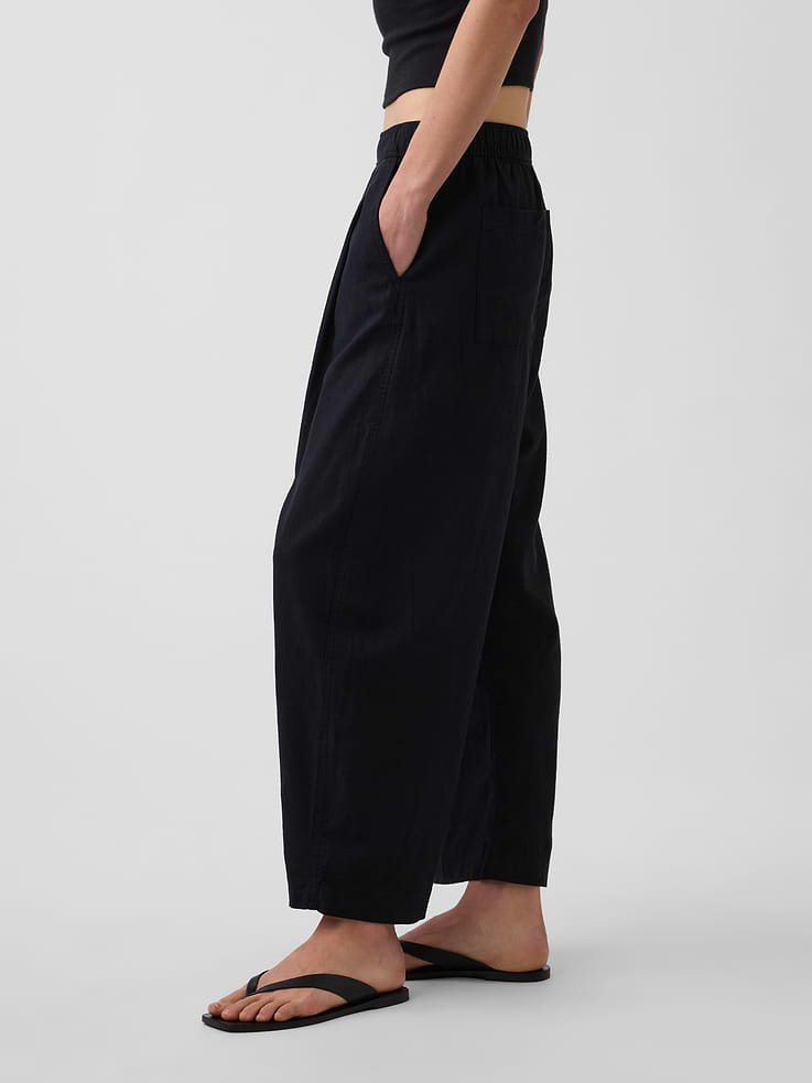 Image number 3 showing, Linen-Blend Easy Barrel Pants