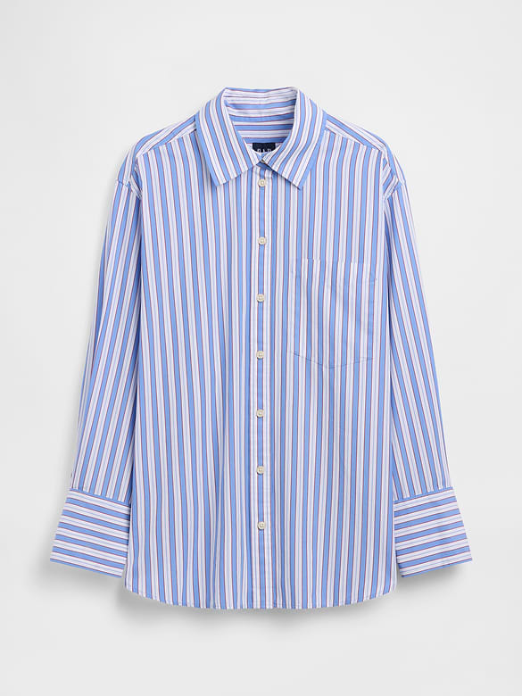 Organic Cotton Poplin Stripe Big Shirt