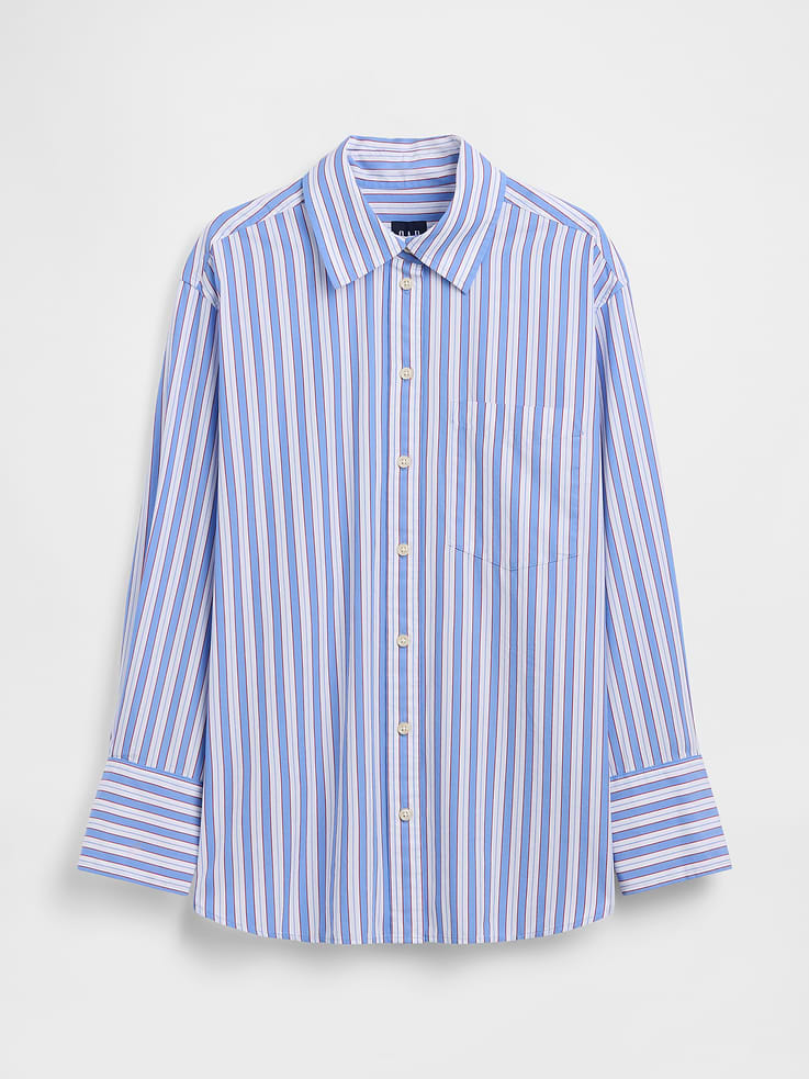 Image number 5 showing, Organic Cotton Poplin Stripe Big Shirt