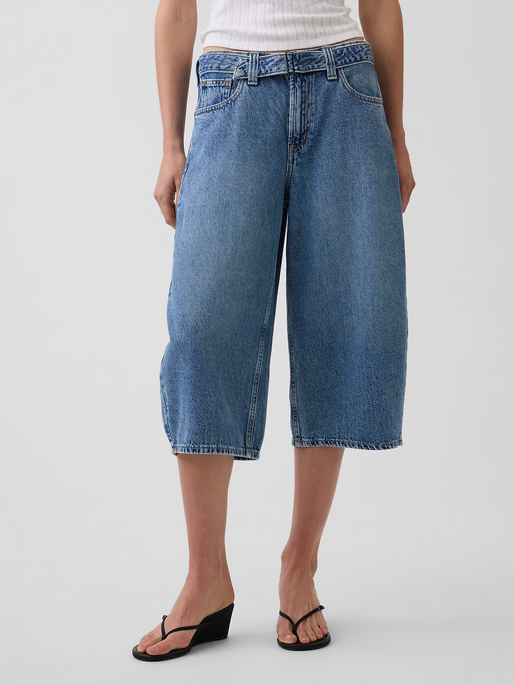 Image number 2 showing, High Rise Belted Barrel Culotte Jeans