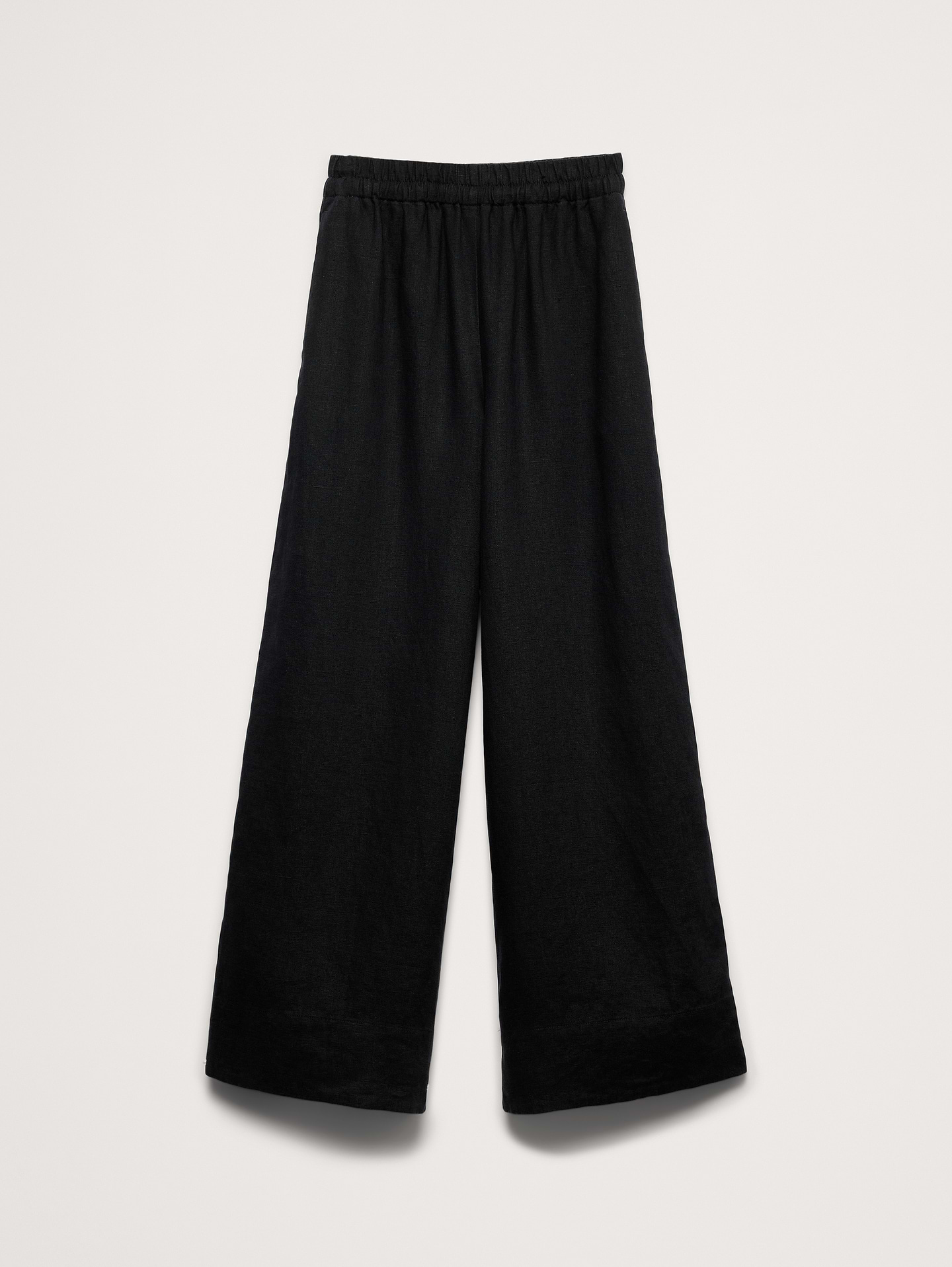 L'image numéro 5 présente Pantalon à taille haute extensible à jambe large en lin longueur cheville
