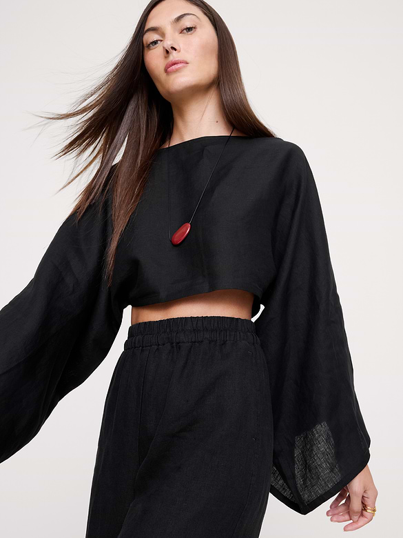 High-Rise Wide-Leg Linen Pull-On Ankle Pant