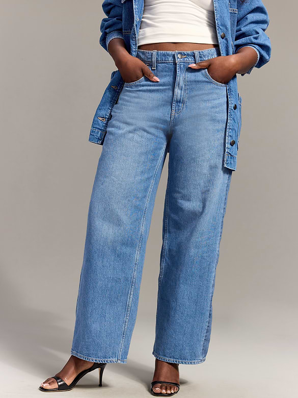 Old Navy x Christopher John Rogers Mid-Rise Side Stripe Baggy Wide-Leg Jeans