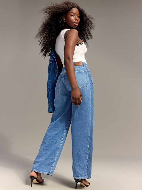 Old Navy x Christopher John Rogers Mid-Rise Side Stripe Baggy Wide-Leg Jeans