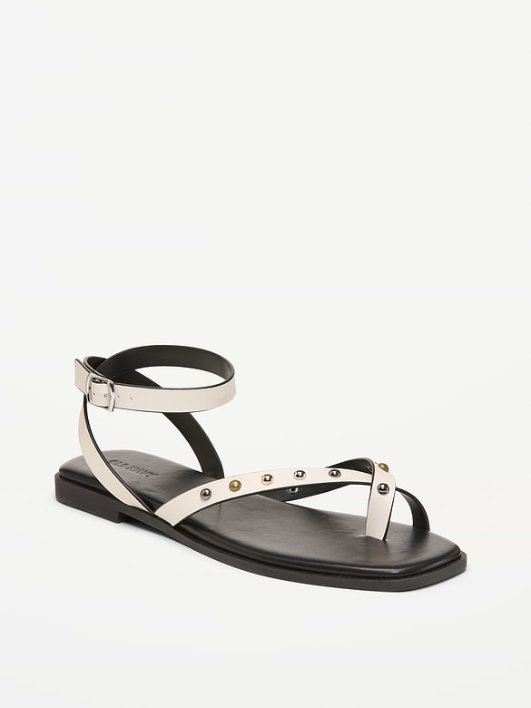 Studded Toe-Strap Sandals