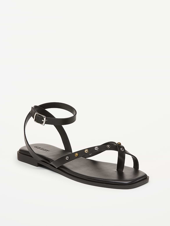 Studded Toe-Strap Sandals