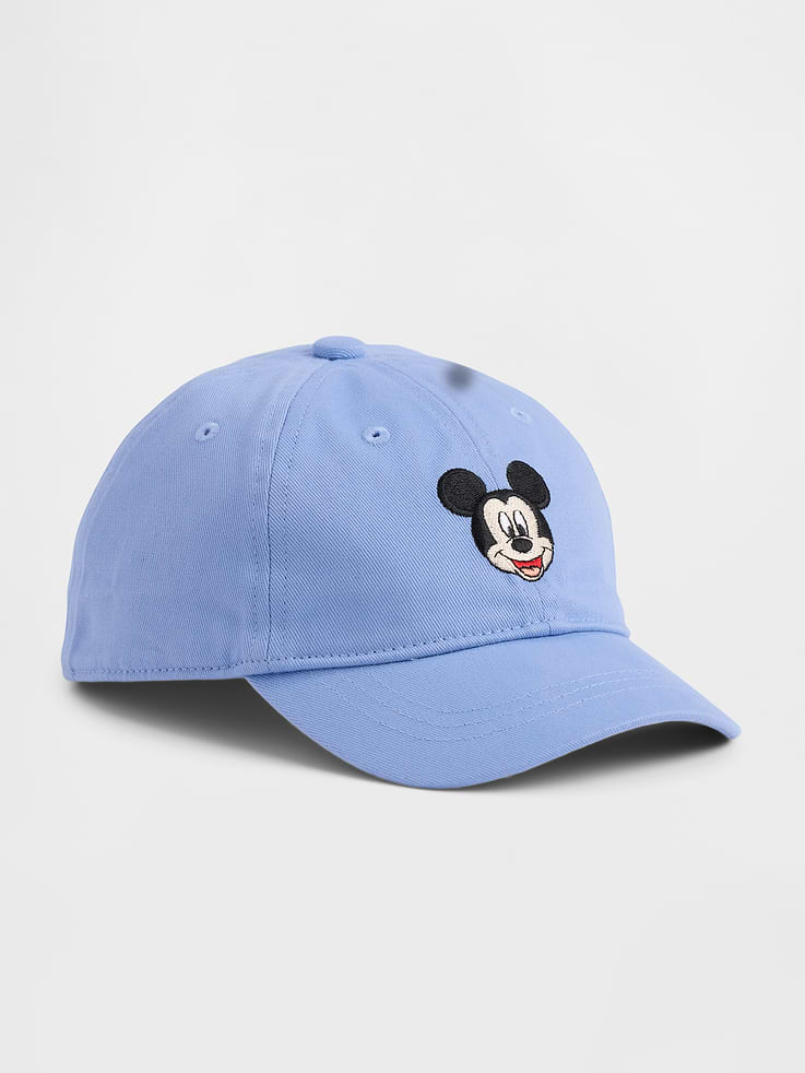 Image 1 of 1, A very special collaboration between Gap and Disney— two timeless, iconic American brands— led us to create a collection that celebrates Mickey Mouse and Minnie Mouse., Smooth twill weave., Embroidered Mickey Mouse graphic at front., Stitching at brim., Hook and loop rear strap., This product was made in a factory that invests in gender equity and women’s empowerment through RISE. Learn more at, Product #1172730